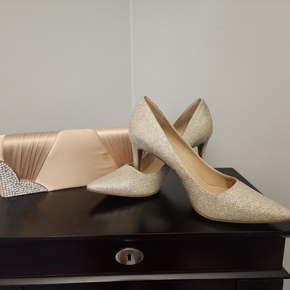 BCBGeneration Sparkling Gold Heels